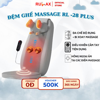 Đệm Ghế Massage Toàn Thân RL 28 Plus - Đệm Massage Chuyên Sâu Vùng Lưng Và Cổ Vai Gáy Kết Hợp 20 Bi Xoay Massage