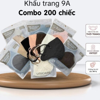 9A UNICARE Set 200 Chiếc Khẩu trang 9A UNICARE che kín mặt, Khẩu trang 5 lớp kháng khuẩn 5 lớp cao cấp