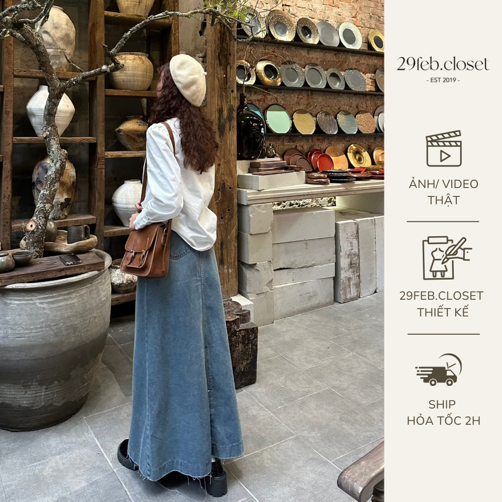 Chân Váy Jeans Bò Dáng Suông Dài Lưng Cao Tua Rua Gấu Thời Trang Hàn Quốc - 29feb.closet - CV43 | BigBuy360 - bigbuy360.vn