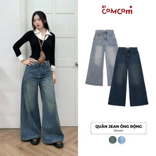 Quần Jeans Wash New Cạp Cao Bycamcam Quần Bò Ống Rộng Tôn Dáng Basic QTD002