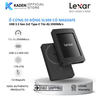 Ổ cứng di động Lexar có Magsafe SL500 Portable SSD 1TB/ 2TB, nhỏ gọn, tốc độ đọc 2000Mb/s, ghi 1800Mb/s, BH 3- 5 năm