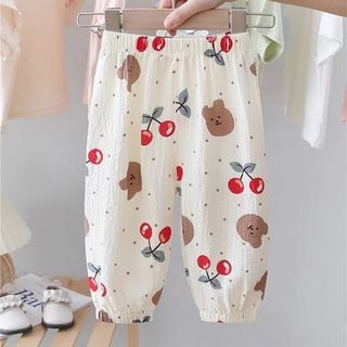  Quần dài bomber cho bé gái bé trai 7-20kg quần bo gấu chất thô đũi mềm mát họa tiết gấu thỏ hoa quả dễ thương cho trẻ em 
