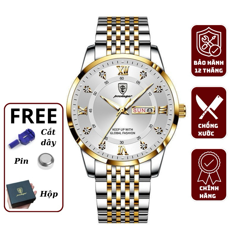 Đồng Hồ Nam POEDAGAR PA5 Dây Kim Loại Titanium – Chống Nước Tốt, Dạ Quang, Mặt Đen Thời Trang | BigBuy360 - bigbuy360.vn