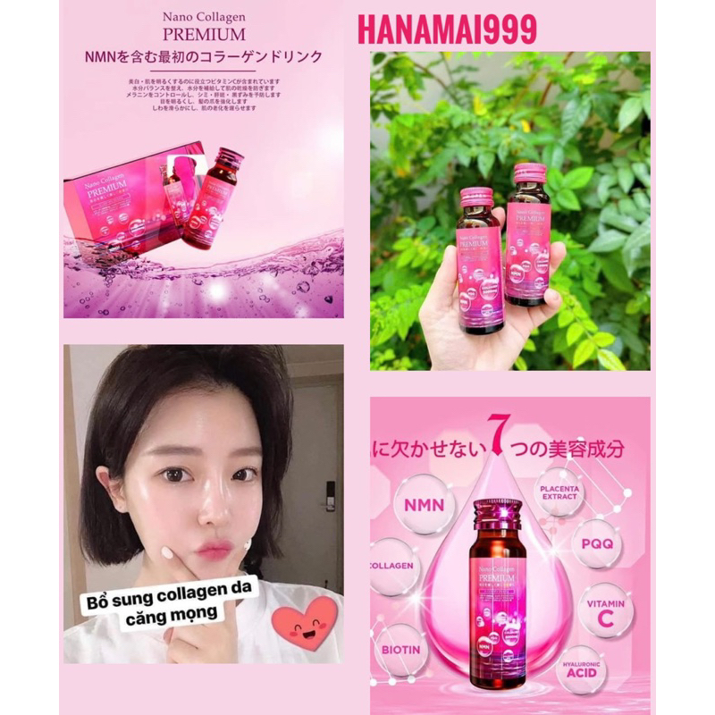 Nước uống Nano Collagen Premium 50000mg bổ sung NMN ngăn ngừa lão hóa (50ml x 10 chai)