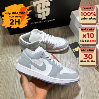 [CHÍNH HÃNG] Giày thể thao NIKE AIR JORDAN 1 LOW WOLF GREY ALUMINUM DC0774 105 Full Box Tag Chính Hãng