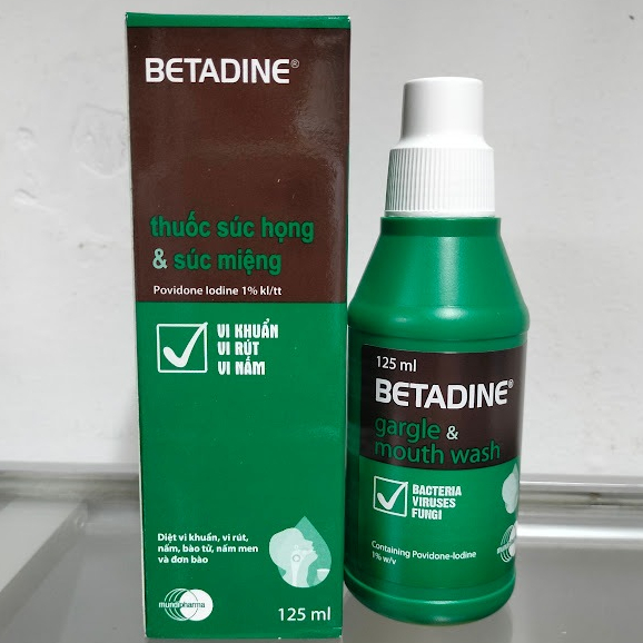 BETADINE Nước súc họng Gargle & Mouth Wash 125ml hỗ trợ viêm họng, do trào ngược DD ( hàng chính hãn