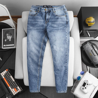 Quần jean nam ống ôm xanh nhạt hàng cao cấp VNXK co giãn slimfit