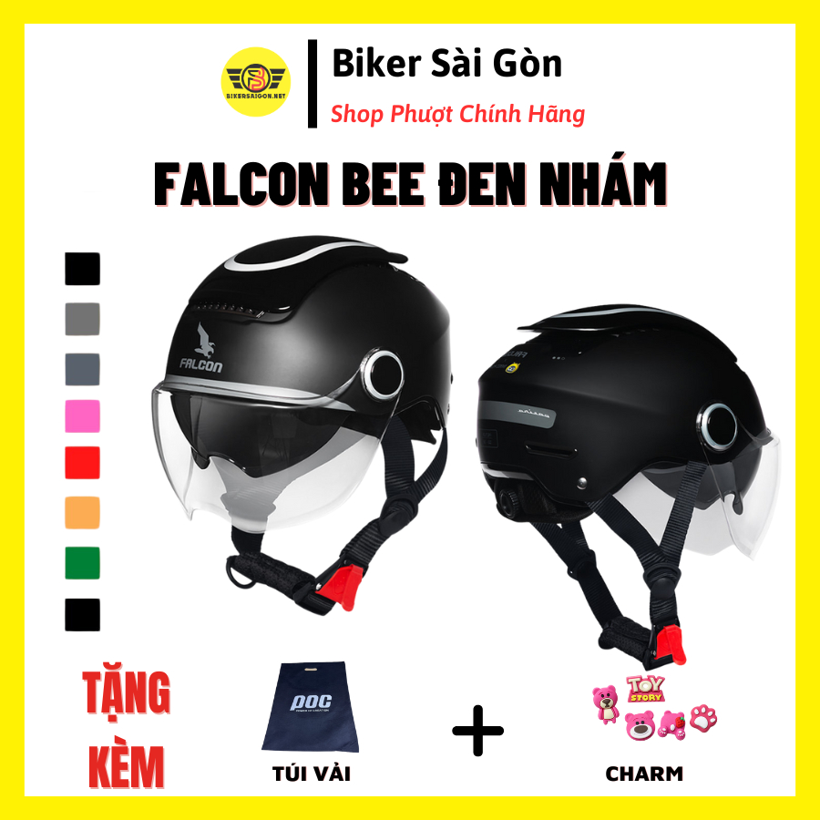 Nón Bảo Hiểm Nửa Đầu Poc Falcon BEE Đen Nhám Mới Nhất 2024 - Bikersaigon