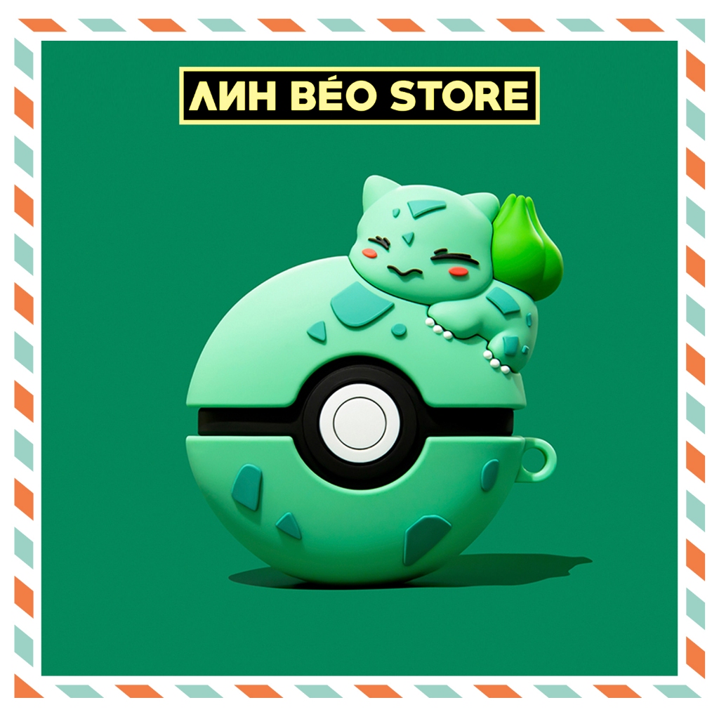 Vỏ Ốp Airpod 2 3 Pro Pro 2 Quả Cầu Pokemon Ếch, Ốp Bảo vệ Case Airpods Silicon cao cấp