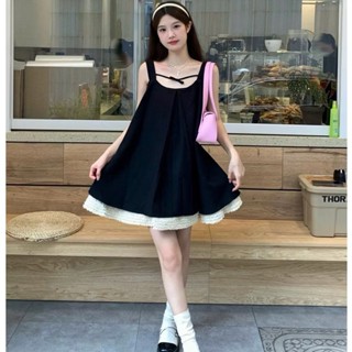  Váy Nữ Hai Dây Babydoll Suông Dáng Xoè Phối Nơ Xinh Bồng Bềnh Viền Ren Vibe Nhẹ Nhàng 