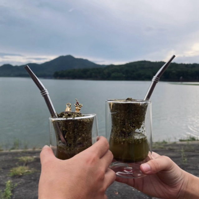 Cốc Gourd thuỷ tinh pha trà Mate Nam Mỹ - Tặng kèm Bombilla + Chổi vệ sinh + Sticker Messi