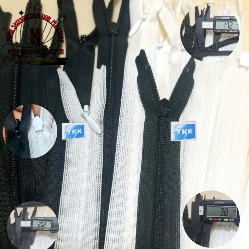 ( ykk ) 1 sợi trắng đen dây kéo giọt nước dây kéo ẩn 25cm 40cm 50cm 60cm loại tốt