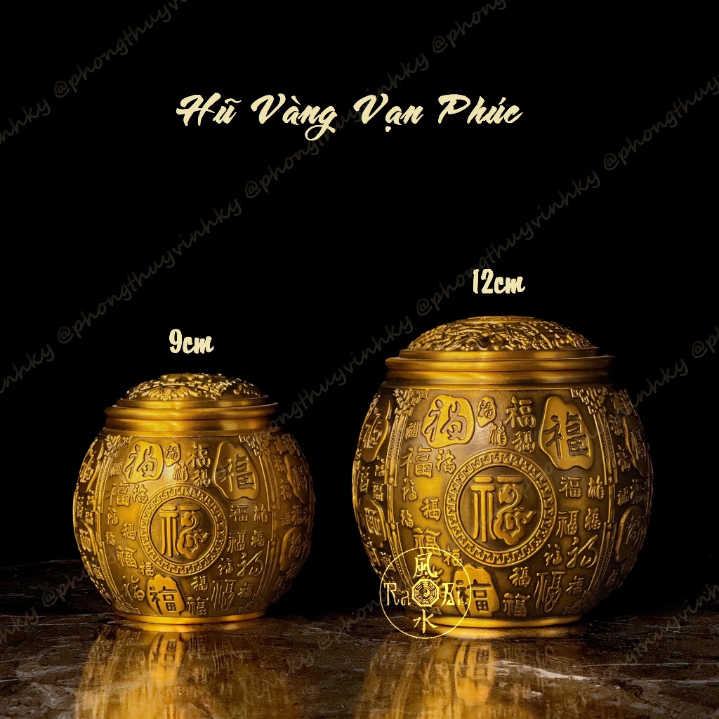 Hũ Vàng nắp vặn - Hũ Vạn Phúc Bình An - Vật Phẩm Đồng Phong Thủy 