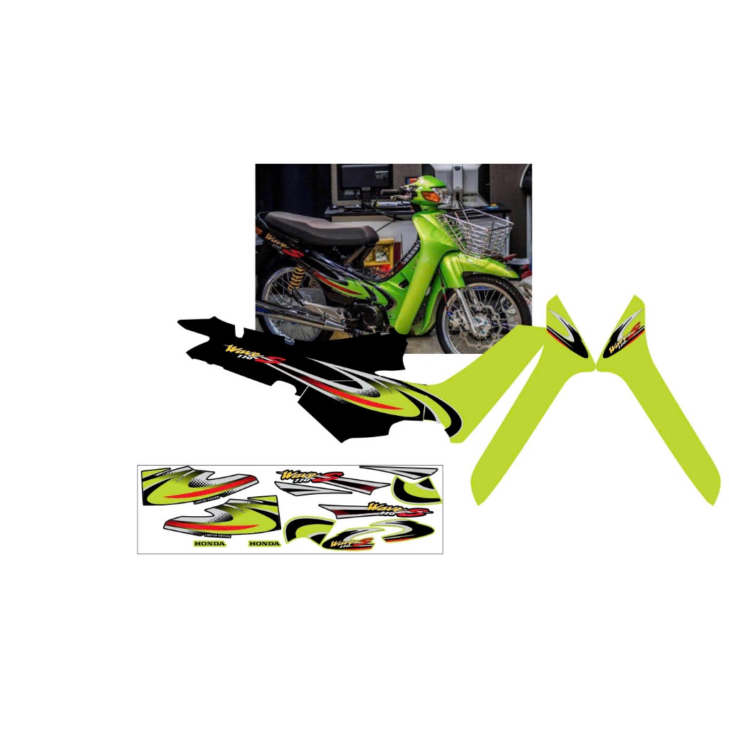 TEM WAVE NHỎ BẢN S 110 XANH LÁ ĐEN CAO CẤP, TEM THIẾT KẾ 3 LỚP ĐẸP MẮT