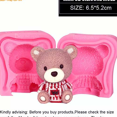 Khuôn silicon con gấu áo len W 2 mảnh đổ rau câu làm tượng nến thơm