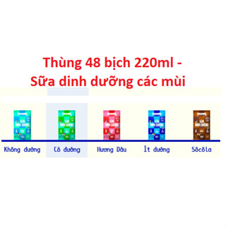 Sữa tiệt trùng Vinamilk bịch 220ml có đường/Không đường/Ít đường/Dâu/Sôcôla
