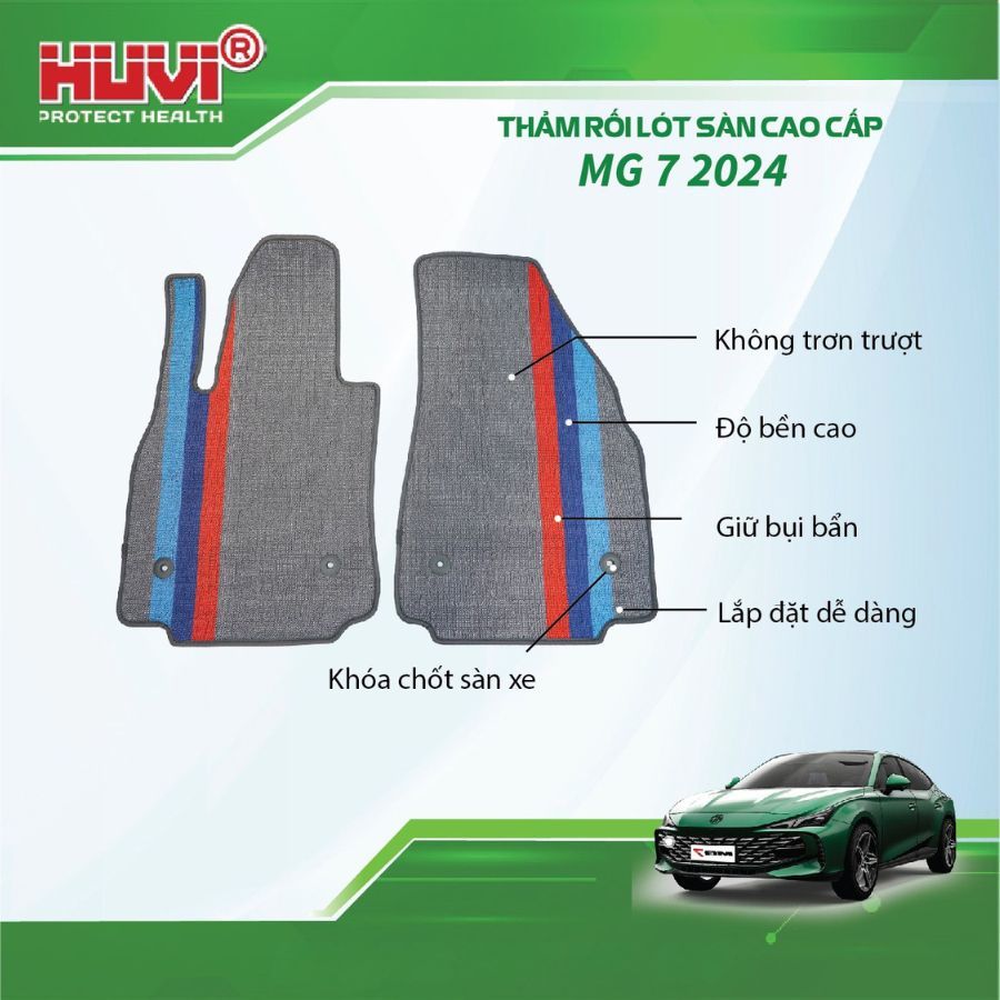 [DÙNG VỚI THẢM SÀN HUVI] Thảm rối lót sàn xe ô tô MG7 2024+ sử dụng nhựa PVC cao cấp thương hiệu chí