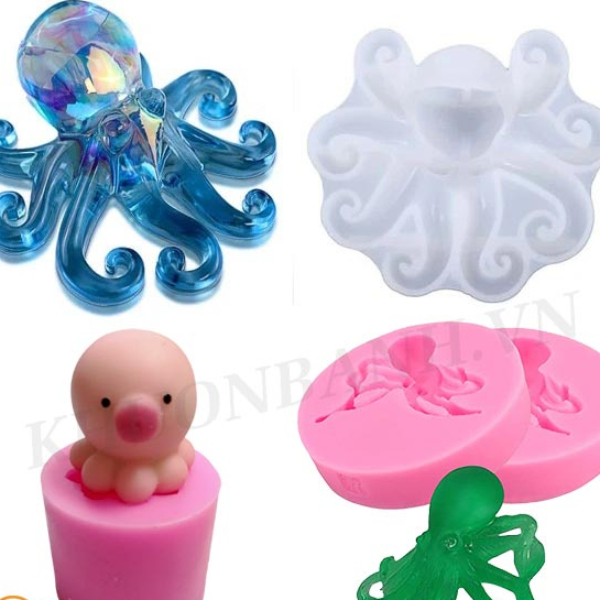 Khuôn silicon bạch tuộc con mực tổng hợp các mẫu