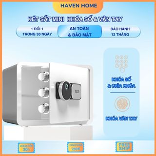 Két Sắt Mini HAVENHOME Két Mini Điện Tử&Khóa Số Màu Đen Trắng Được Làm Từ Thép Phủ Sơn Tĩnh Điện-B02