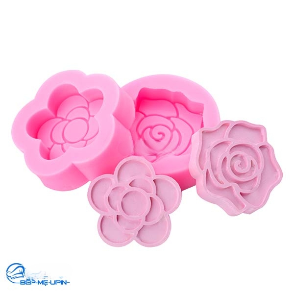 Combo 2 khuôn silicon hoa chanel hoa hồng đột biến làm bánh