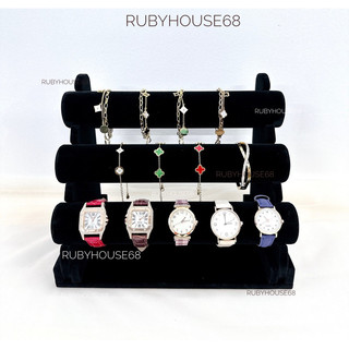 Kệ treo trang sức 3 tầng nhung đen, xám trưng bày vòng, lắc Rubyhouse68