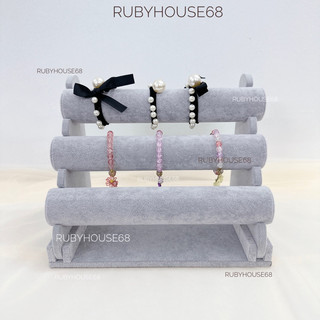 Kệ treo trang sức 3 tầng nhung đen, xám trưng bày vòng, lắc Rubyhouse68