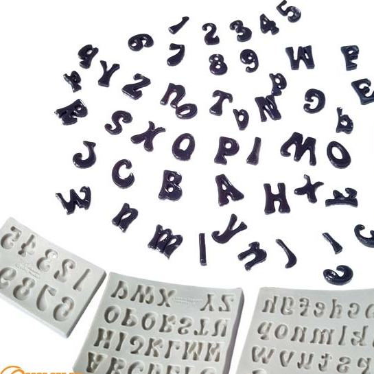 Combo 3 khuôn silicon chữ và số làm bánh thạch rau câu socola