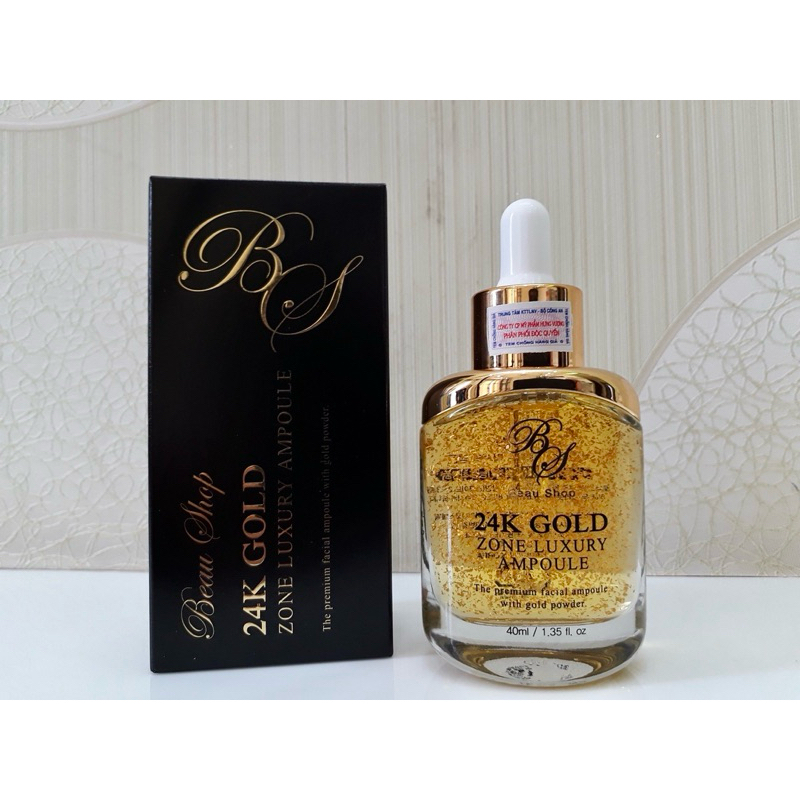 TINH CHẤT SERUM AMPOULE BEAU SHOP TRẮNG DA MỜ NÁM CHỐNG LÃO HOÁ CHIẾT XUẤT VÀNG 24K GOLD 40ML
