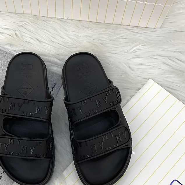 [CHÍNH HÃNG] - DÉP MLB 2 QUAI - ĐEN *QUAI DÁN - CODE: 3ALPCBT33-50BKS