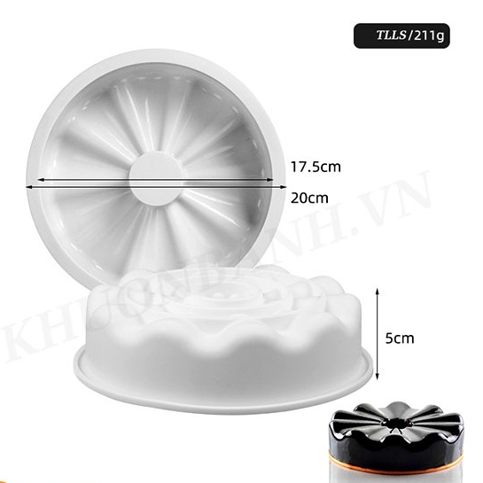 Khuôn silicon cốt bánh tròn liền lượn sóng 20 cm làm bánh nướng thạch rau câu khuôn đẹp