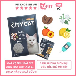 Cát vệ sinh đất sét cho mèo City Cat bao 8L – 4kg Cát giúp khoá mùi hôi tốt - vón cục nhanh tốt
