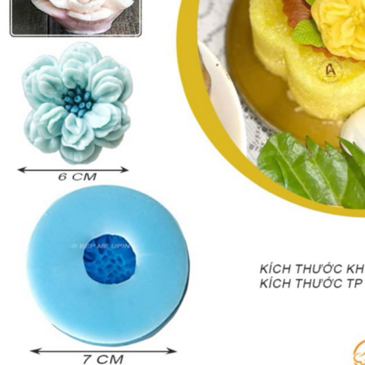 Khuôn silicon hoa mẫu đơn 6 cánh khuôn hoa cúc cánh kép mã X21 khuôn hoa xôi khuôn rau câu