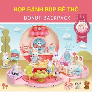  Đồ chơi balo hình bánh Donut biến hình ngôi nhà búp bê thỏ đáng yêu cho bé - Đồ Chơi Cho Bé 