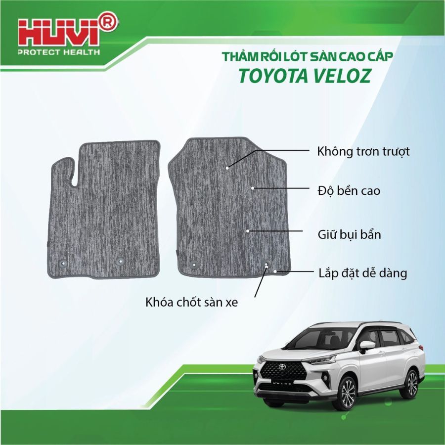 [DÙNG VỚI THẢM SÀN HUVI] Thảm rối lót sàn xe ô tô TOYOTA VELOZ 2022+ 7 chỗ chất liệu nhựa PVC cao cấ