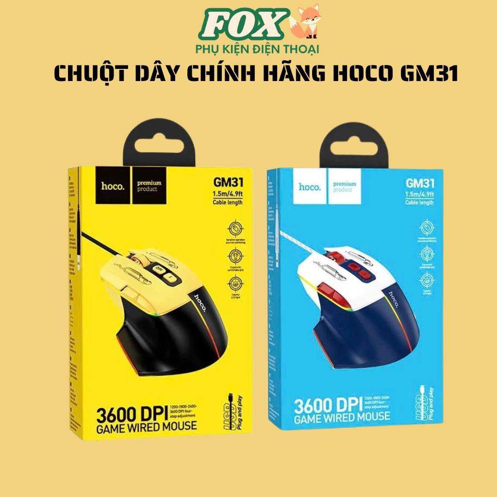 Chuột dây chính hãng Hoco GM31 cho,PC gaming,máy tính,laptop nhỏ gọn - bảo hành 24 tháng