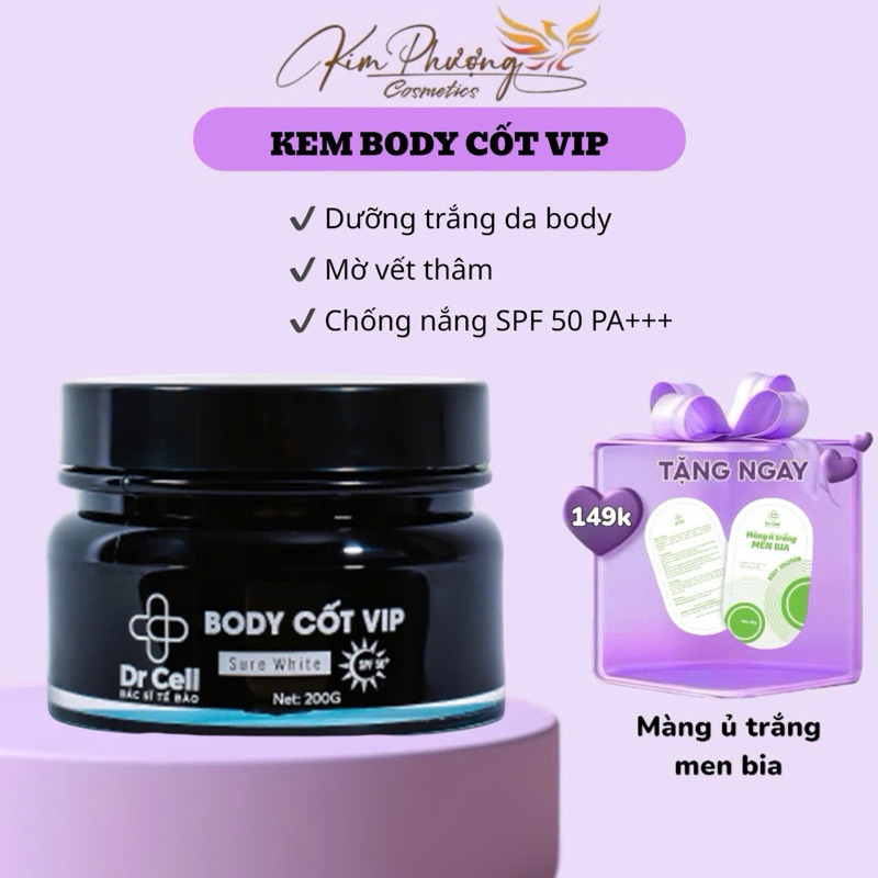 Kem Body Cốt VIP DR CELL 200gr dưỡng trắng chống nắng mờ thâm