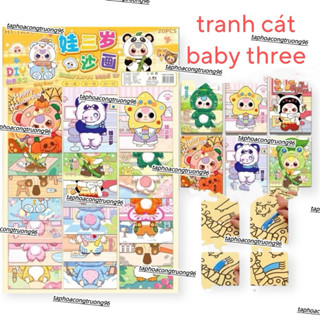 Baby three vỉ 20 tranh cát baby three có kèm cát sẵn đồ chơi cho bé siêu hót