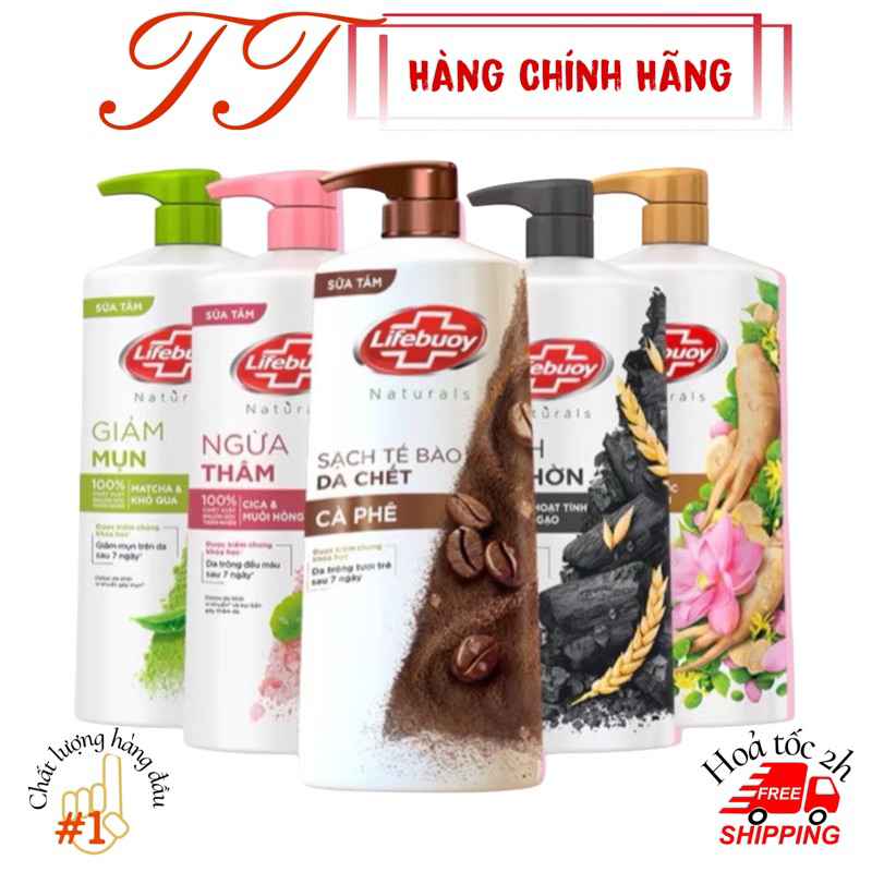 Sữa tắm Lifebuoy Detox Matcha Khổ Qua, Muối hồng và Than Hoạt Tính Bạc Hà 800g