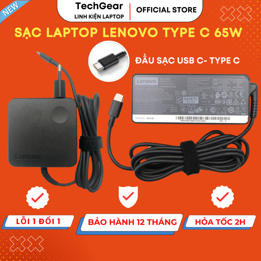 Sạc Laptop Lenovo USB-C/ Type C 65W 20V 3.25A Lenovo ThinkPad, Lenovo IdeaPad, Lenovo Yoga, Sạc Leno
