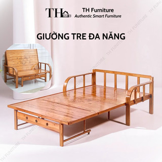 (TẶNG NỆM + GỐI) Ghế Giường Gấp Gọn Đa Năng, Mở Rộng Thành Giường Tiện Lợi Gấp Gọn Thông Minh Chất Liệu Tre Tự Nhiên.