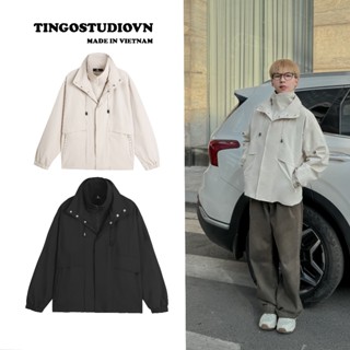 Áo khoác gió Nam 2 cổ hàn quốc TINGO from rộng basic phong cách, vải chống nhăn, Unisex, Menswear Jacket, 03