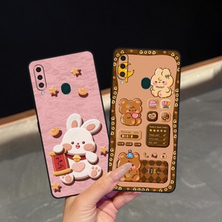 Ốp lưng Samsung A20s - Samsung M30 in hình caro gấu thỏ, gấu bear cute