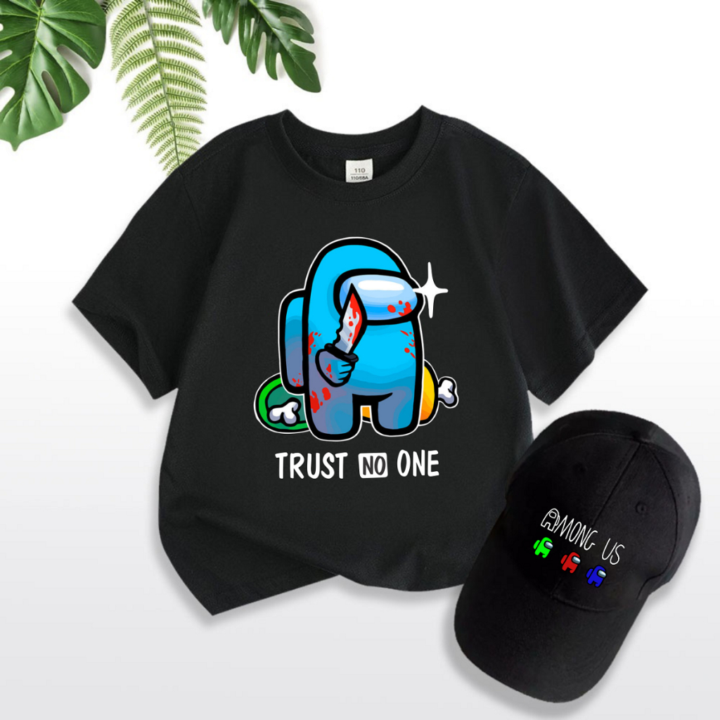 Áo Thun Among Us [ TẶNG 1 Nón AMONG US ] 100% Cotton 2 Màu Đen Trắng Hình In 3D Đủ Size Cho Bé