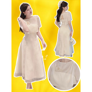 Set đầm váy xoè dài kèm áo khoác váy trắng voan lụa45-65KG bigsize 2 dây đính hoa đi biển dự tiệc LOZY