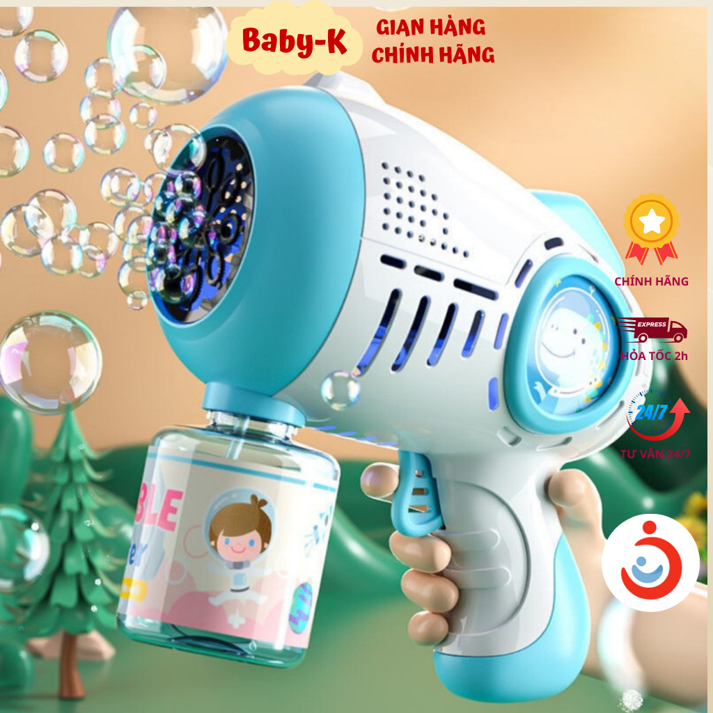 Súng phun bong bóng nhiều kiểu dáng cho bé tặng kèm xa phòng