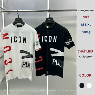  Áo phông nam nữ DSQ2 in họa tiết chữ ICON quanh áo và ống tay áo boy phố form rộng hottrend 2024 