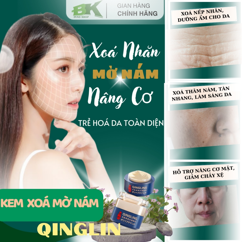 Kem Mờ Nám Tàn Nhang QINGLING 50g – Xóa Nhăn, Nâng Cơ Mặt, Mờ Tàn Nhang, Dưỡng Da Căng Mịn, Chống Lão Hoá | BK INNO