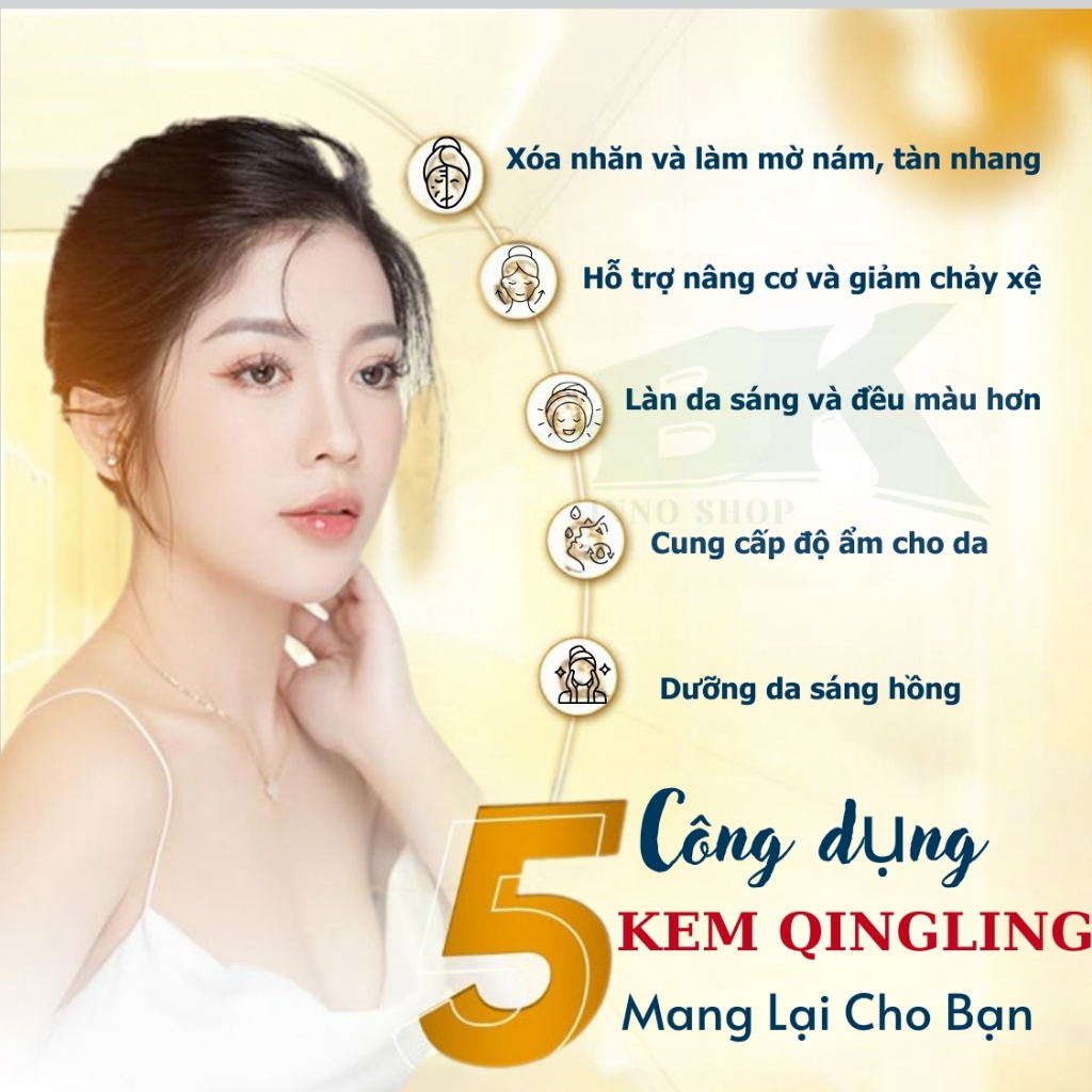 Kem Mờ Nám Tàn Nhang QINGLING 50g – Xóa Nhăn, Nâng Cơ Mặt, Mờ Tàn Nhang, Dưỡng Da Căng Mịn, Chống Lão Hoá | BK INNO
