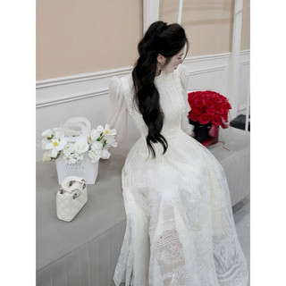 Đầm Váy Dự Tiệc Cao Cấp Ren Phối Tơ Hoạ Tiết Kèm Tag Đá Dáng Dài Sang Chảnh Phong Cách Tiểu Thư - MAYSTORE