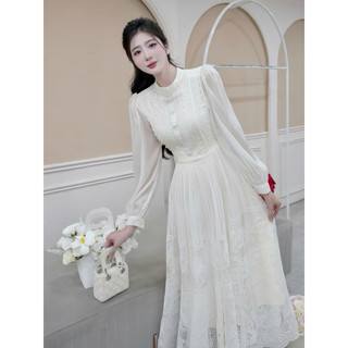 Đầm Váy Dự Tiệc Cao Cấp Ren Phối Tơ Hoạ Tiết Kèm Tag Đá Dáng Dài Sang Chảnh Phong Cách Tiểu Thư - MAYSTORE